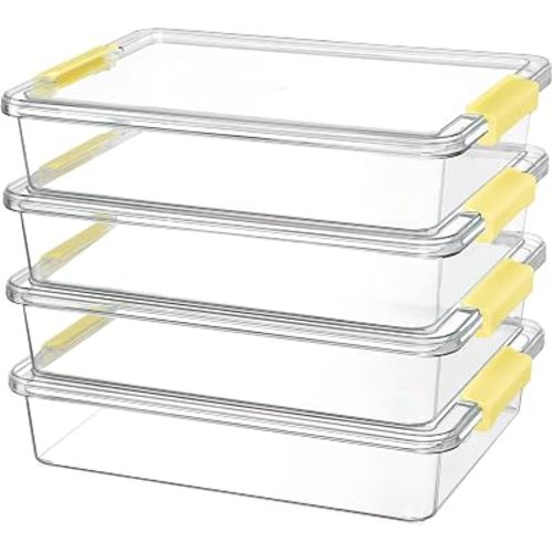 Vtopmart 4 Pack 6 Qt Plastic Storage Bins with Lids, Clear Sensory Bins