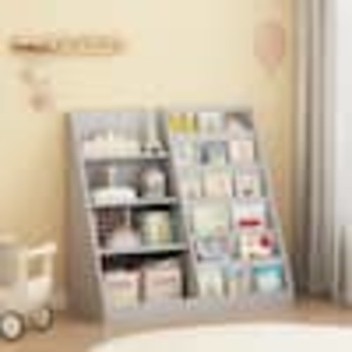 Noble House Polly 33.47 in. H Gray Wood Multifunctional 4-Tier Bookcase with Bookcase Display Stand 157654