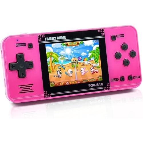 Handheld Game for Kids -Preloaded 220 Retro Video Games, Portable Gaming Player with Rechargeable Battery 3.0" LCD Screen, Mini Arcade Electronic Toy Gifts for Boys Girls (Red)
