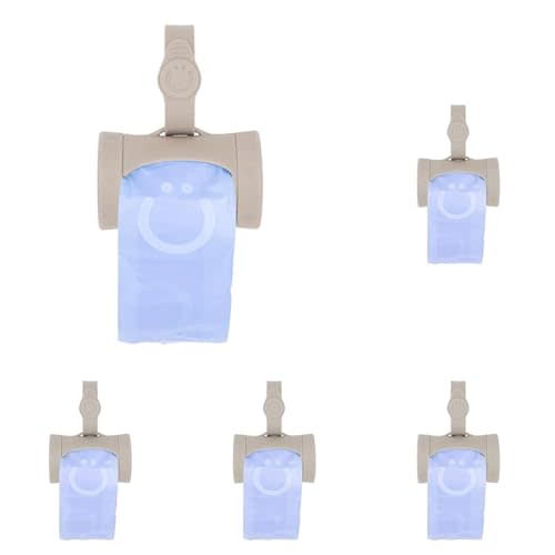 Ubbi Retractable On-the-Go Bag Dispenser for Baby Travel, Diaper Bag Accessory Must Have for Newborns, Helpful Baby Accessory, Taupe (Pack of 5)