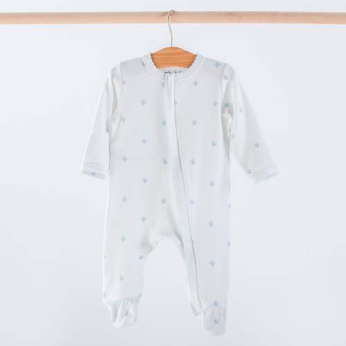 Baby Basics: Blue Fleur De Lis Organic Cotton Baby Pajamas