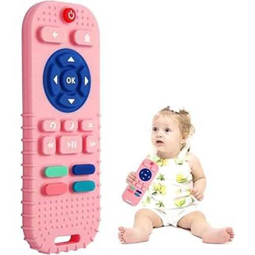 Hooku Silicone Teething Toys for Babies 0-6 Months, Teethers for Babies 6-12 Months, Remote Teether for Baby, Sensory Toys for Babies, Baby Chew Toys