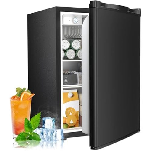 Antarctic Star 2.56 Cu.Ft. Mini Fridge with Freezer, Small Refrigerators with Adjustable Thermostat, Low Noise, Energy Saving, Compact Refrigerators for College Dorm, Office, Bedroom, Apartment, Black