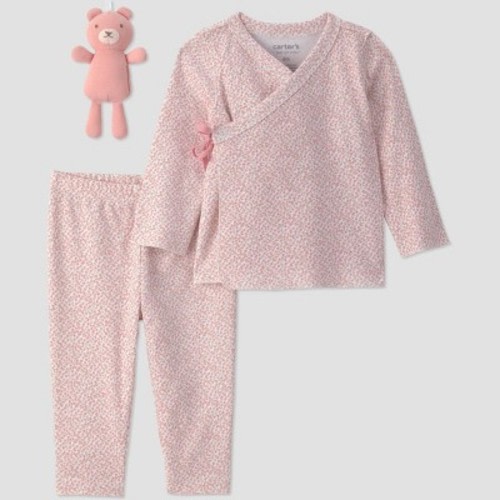 Carter's Just One You® Baby Girls' 3pc Top and Pants Set with Toy - Pink 6M