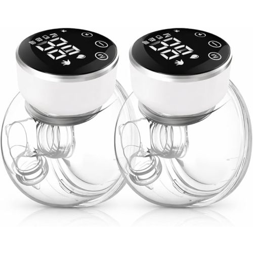 NaNaLazy Wearable Breast Pump Hands Free of Longer Battery Life & LED Display, Portable Electric Breast Pump with 3 Modes & 9 Levels & Low Noise, 24 mm Flange, 2 Pcs Pink