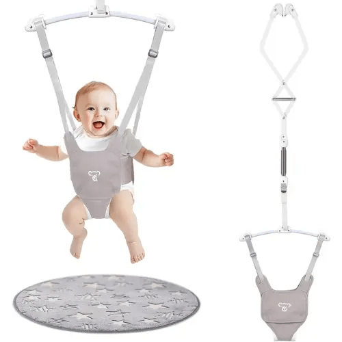 Baby Jumper, Baby Jumper Doorway with Adjustable Strap, Protable Baby Jumpers and Bouncers, Easy to Assemble, Baby Bouncer Jumper with Soft Rug