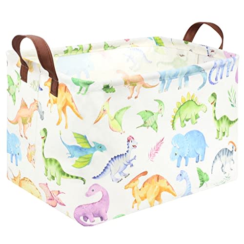 FXOCSHE Rectangle Dinosaur Basket,Kids Toy Storage Bin,Storage Bins Organizer for Boys Nursery Hamper,Baby Room Decor,Gift Basket for Boy and Girl(Dinosaurs)