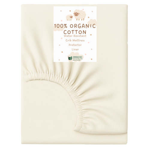 Organic Cotton Crib Mattress Protector (Water-Resistant) - Breathable Fitted Liner Pad, GOTS-Certified, Hypoallergenic, Made in USA