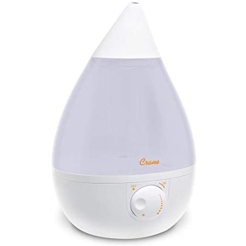 Crane Ultrasonic Cool Mist Humidifier, Filter-Free, 1 Gallon, for Home Bedroom Baby Nursery and Office, White