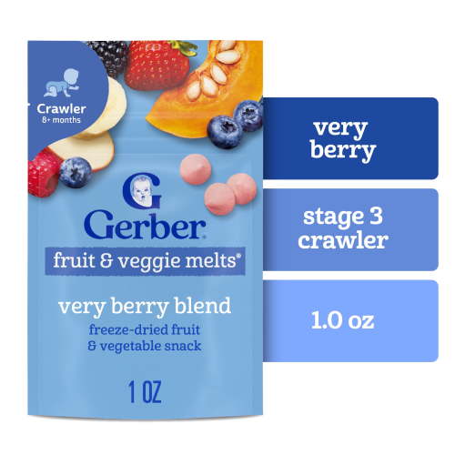 Gerber Fruit Veggie Melts Very Berry Blend Stage 3 Toddler Snack 1 oz Bag