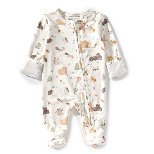 Angel Dear Baby Boys Bamboo Long Sleeve Woodland Babies 2-Way Zipper Footie