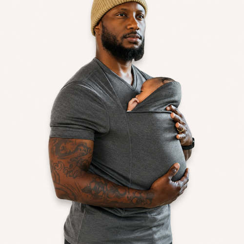 Gray | The Beelaunch Dad Shirt™ | Kangaroo Pouch Baby Carrier Shirt fo – Beelaunch.com