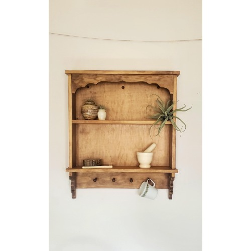 Cottage wall cabinet, coat rack with shelf, bathroom storage cabinet, rustic trinket wall shelf, farmhouse wooden spice rack, primitive deco