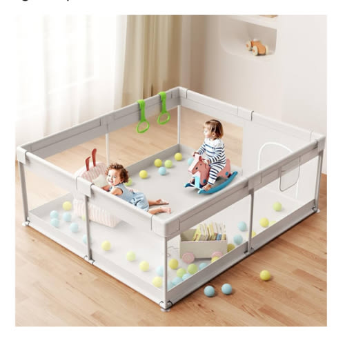 ZEEBABA Extra Large Baby Playpen - 69×59in Playpen for Babies and Toddlers, Play Pen with Gate, Play Yard Baby Fence Play Area Zone Indoor, Sturdy Kids Play Pin