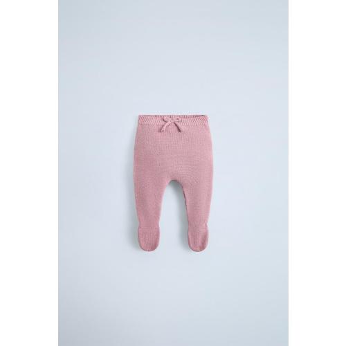 BOW FOOTED KNIT LEGGINGS - Pink | ZARA United States