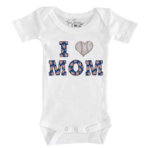 Infant New York Mets Tiny Turnip White Heart Mom Bodysuit