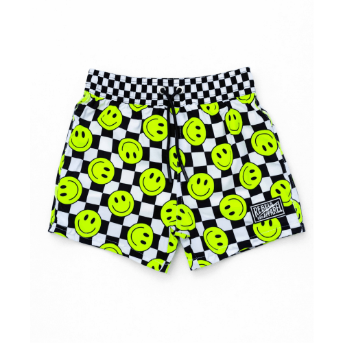 Hybrid Swim Trunks in Neon Electric Lime Smileys