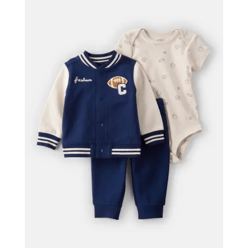 Baby Boy 3-Piece Varsity Freshman Little Jacket Set - Navy/Ivory | Carter's