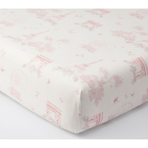 Monique Lhuillier Paris Toile Organic Cotton Crib Fitted Sheet