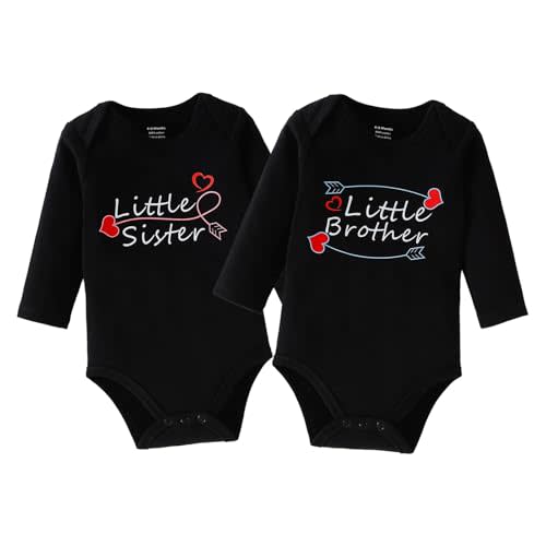 DEFAHN Funny Twins Baby Bodysuits 2 Pack Matching Onsies for Boy Girl