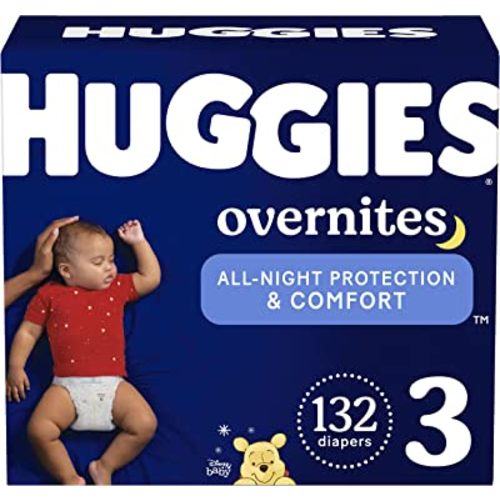 Overnight Diapers Size 3, 132 Ct (16-28 lbs), Huggies Overnites Nighttime Baby Diapers