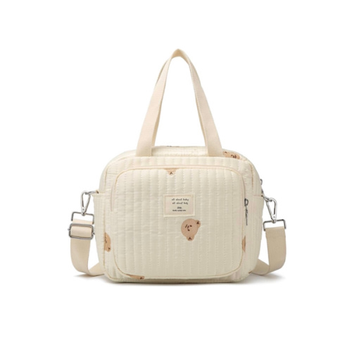 Small Diaper Bag Tote, Crossbody Diaper Bag Mini Purse with 7 Pockets, Travel Baby Bag for boys & Girls, 2 Bottle pocket, Off white