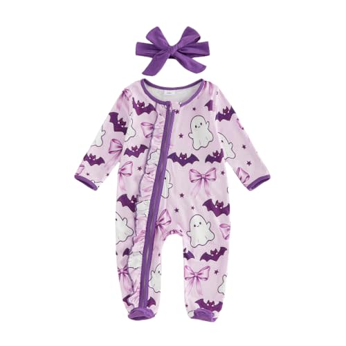 Kuriozud Newborn Baby Girl Clothes Footie Romper Infant Sleeper Outfit | Newborn Baby Girl Sleeper for Daily, Brithday, Halloween, Christmas, New Years, Valentines, St. Patrick's Day, Easter 0-9M