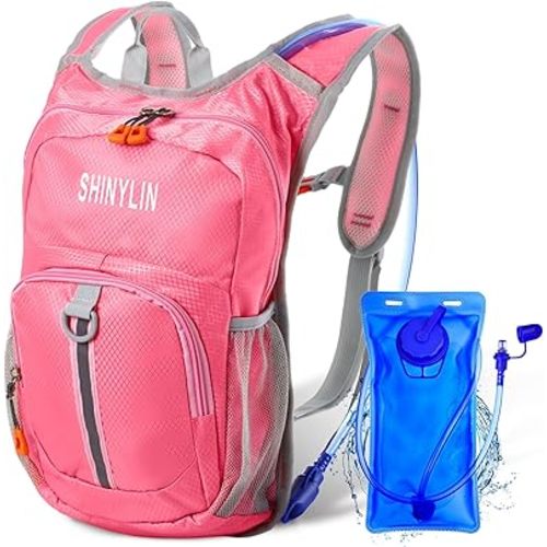 Kids Hydration Backpack with 1.5L Water Bladder Hiking Backpack Lightweight for Boys or Girls Children Biking Climbing Running Cycling