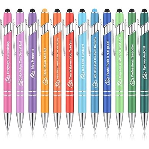 12 Pcs Labor and Delivery Nurse Pens Funny Nursing Pens, Nurse Week Gifts for Doctor Medical Assistants Office Supplies(Colorful,Classic)