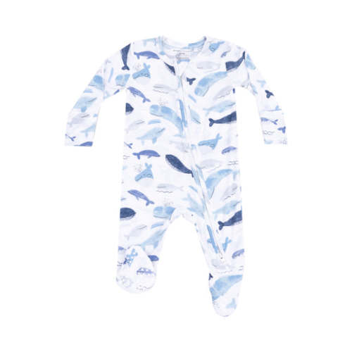 2 Way Zipper Footie - Blue Whales | Size: 3-6M