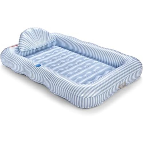 FUNBOY Tanning Pool Lounger Float, XL 72'' x 48'' Pool Float with Custom Pillow and Large Cup Holder, Perfect for Pool or Backyard.