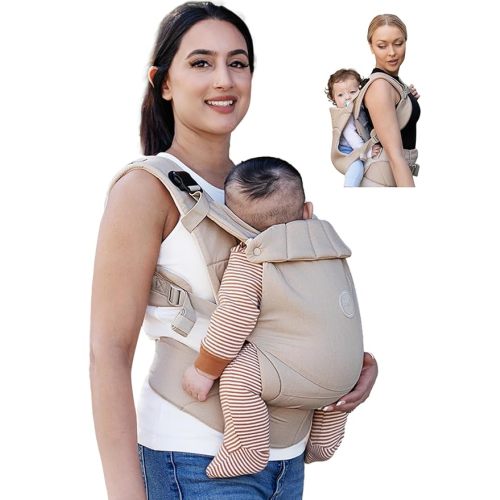 GROWNSY Baby Carrier, One-Click Release Clasp for Easy to Wear, Cozy Wraps Carrier Newborn to Toddler with Head Support(7-44lbs), Ergonomic & Lightweight for Infant to Toddler, Khaki