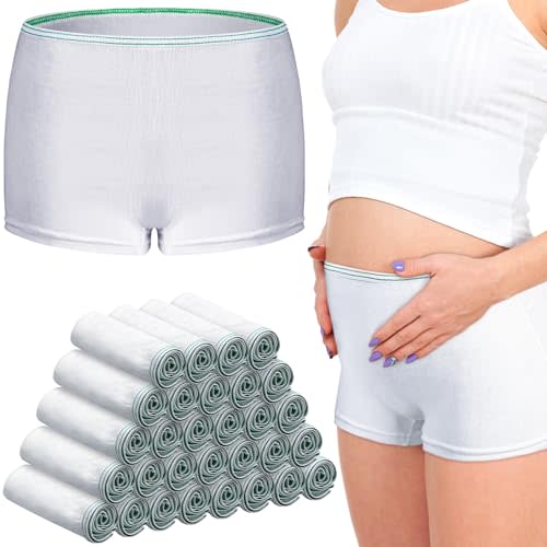 Cutecrop 30 Pcs Disposable Mesh Postpartum Underwear Women Panty Breathable Maternity Underwear Care Stretchy Panties (S-M)