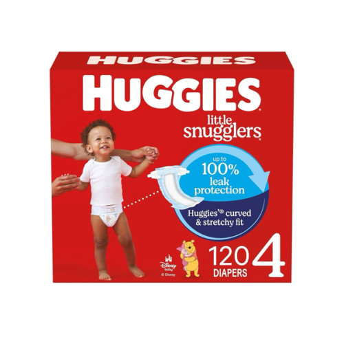 Huggies Size 4 Diapers, Little Snugglers Baby Diapers, Size 4 (22-37 lbs), 120 Count, Packaging May Vary