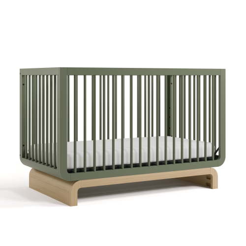 Storkcraft Santorini 5-in-1 Convertible Baby Crib, Olive with Driftwood
