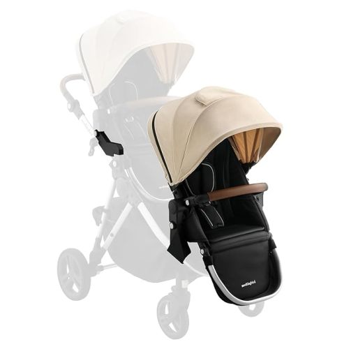 Mockingbird 2nd Seat Kit 3.0 - Compatible with Mockingbird Single-to-Double Strollers - Seat Expansion - Includes Expansion Adapters - Black Windowpane