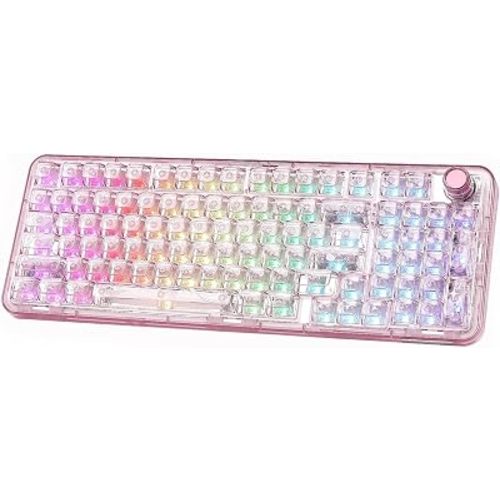 YUNZII X98 Wireless Mechanical Keyboard with Knob (Pink, Crystal Switch)