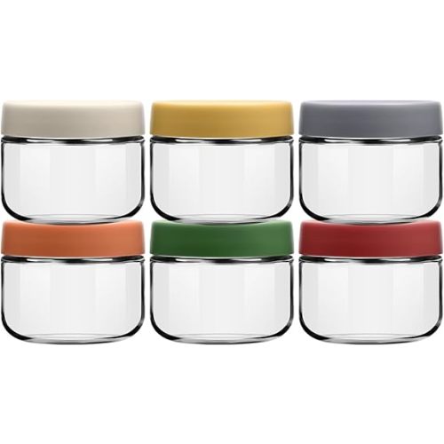EONJOE 8oz Glass Jars with Lids 1 Cup Small Food Containers for Chia Pudding Jam Snacks Yogurt Overnight Oats Candy,6-Pack