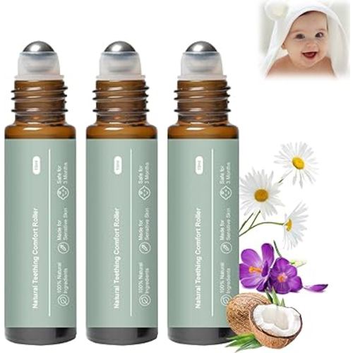 3Pcs Mamas Teether: Baby Teething Oil Roller,Natural Gentle Teething Relief Roller,Teething Roller,Teething Roller All Natural for Baby