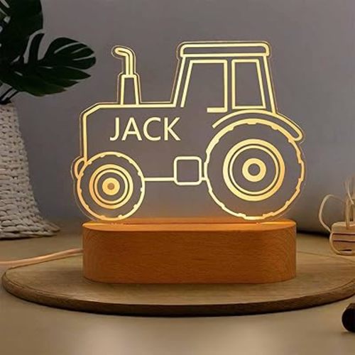 Personalized Tractor Night Light Customized Night Light with Name Boy's Room Kid's Bedroom Decor Children's Light Remote Control Night Lamp with 7 Light Colors