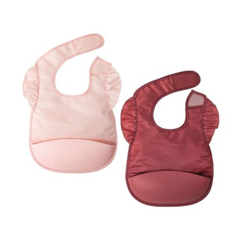 Tiny Twinkle Silicone Pocket Bib 2 Pack - Rose, Burgundy