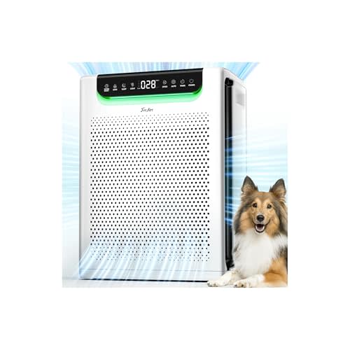 Air Purifiers for Home Large Room, Cover Up to 2600 Ft² with Washable Filters, Powerful Turbo Mode, PM2.5 Air Quality Display, 22dB Sleep Mode, Air Cleaner for Pets Hair, Smoke, Odors, HAP607, White