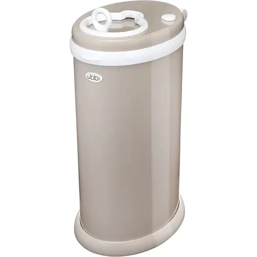 Ubbi Stainless Steel Diaper Pail, Odor Locking, No Special Bag Required, Award-Winning, Registry Must-Have, Taupe