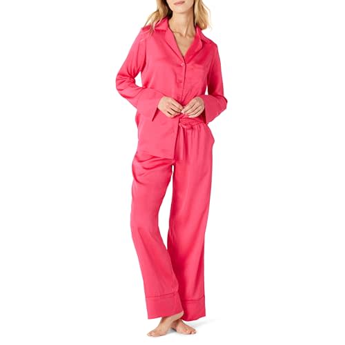 Amazon Essentials Women's Satin Long Sleeve Shirt and Pant Pajama Set