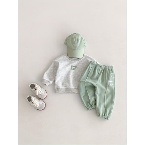 6-9 [Casual Letter Print Set] Autumn Casual Letter Print Long Sleeve Sweatshirt and Leggings Set | Perfect for Outdoor Play