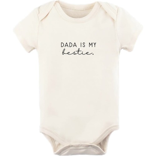 Baby Dada Is My Bestie Organic Cotton Bodysuit, 6-12M, Natural