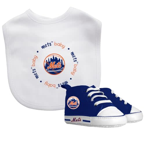 BabyFanatic 2 Piece Bib and Shoes - MLB New York Mets - Unisex Infant Apparel