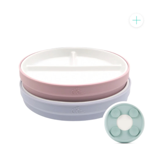 7.8"/20cm Porcelain White Divided Plates with Silicone Suction Sleeves