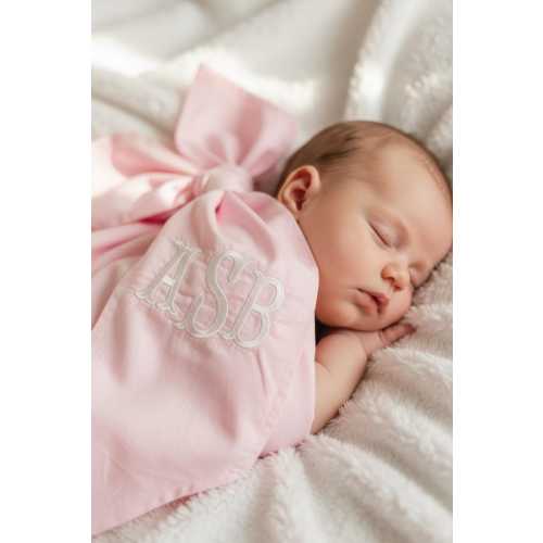 Custom Monogram Baby Sash Embroider Newborn Bow Easter Photoshoot Initial Pink Bow Personalized Blue Boy Hospital Outfit Baby Announcement