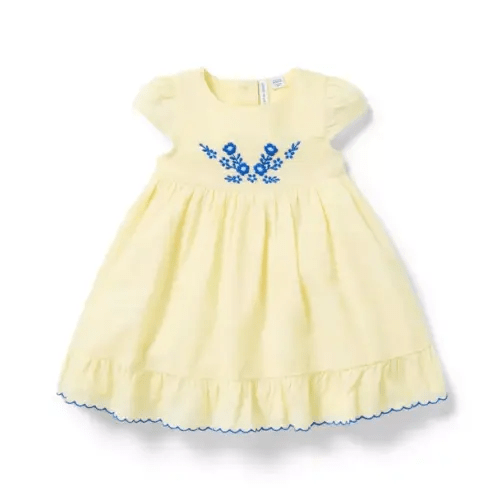 Baby Light Yellow Baby Embroidered Floral Dress by Janie and Jack
